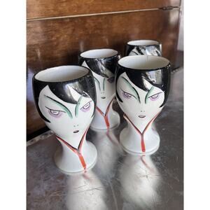 Vintage Goebel Porcelain Egg Cups Art Deco 1930s Germany Set of 4 Face Vases